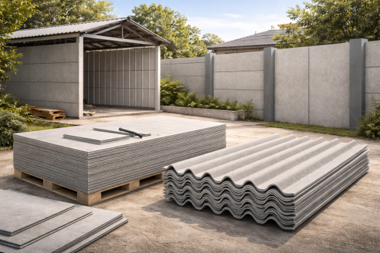 Cement sheets used for roofing and wall applications in construction