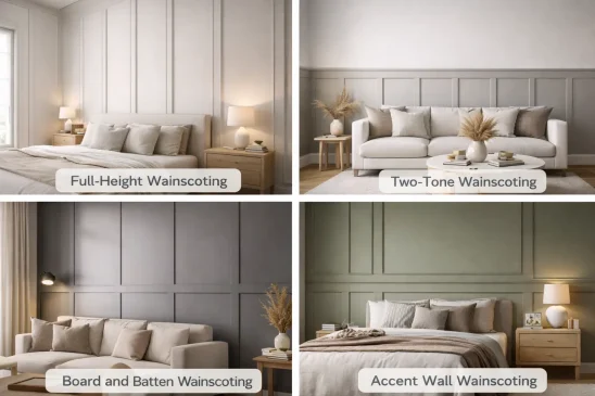 different Types of Wainscoting on wall