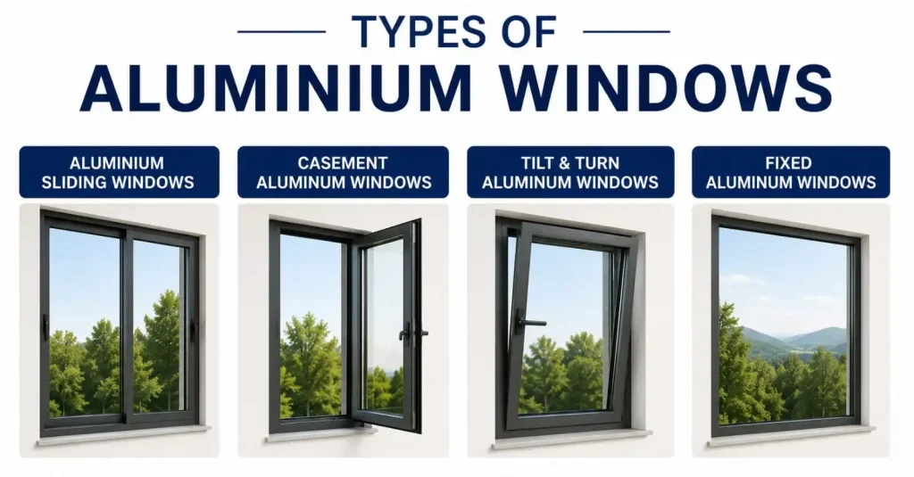 Types of Aluminium Windows: Sliding, Casement, Tilt & Turn Explained Types of Alminuim Window