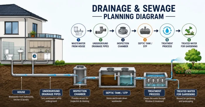 Drainage and Sewage planning diagram