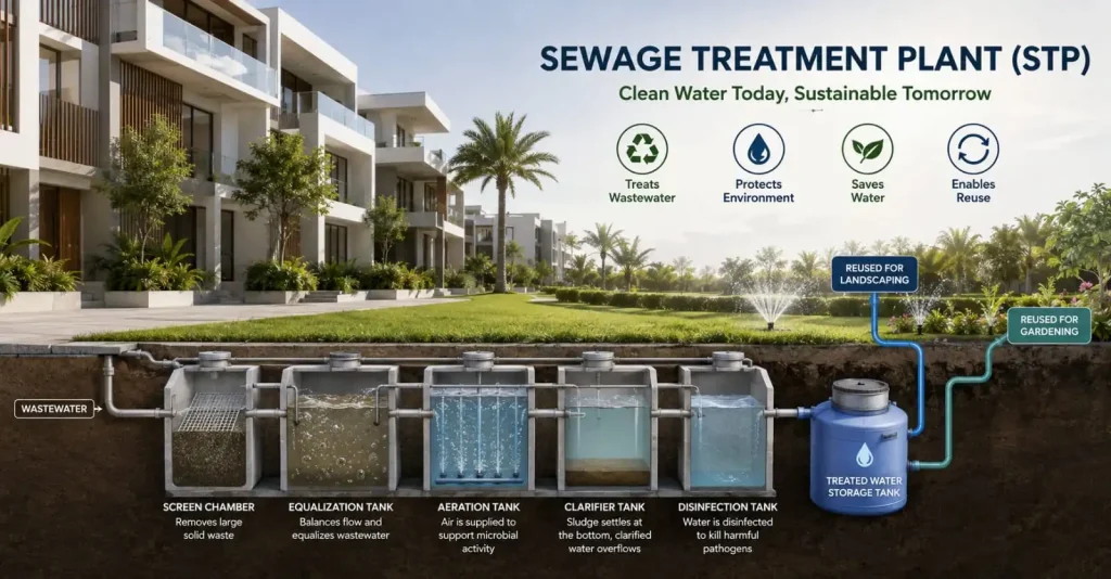 सीवेज उपचार संयंत्र (Sewage Treatment Plant – STP) क्या है? प्रक्रिया, कार्य सिद्धांत, घटक और निर्माण योजना में इसकी भूमिका