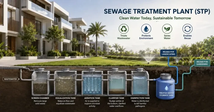 सीवेज उपचार संयंत्र (Sewage Treatment Plant – STP) क्या है? प्रक्रिया, कार्य सिद्धांत, घटक और निर्माण योजना में इसकी भूमिका