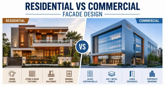 Residential Vs Commercial Facade design