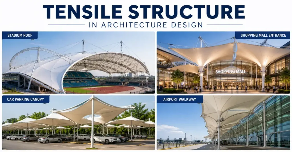 Tensile Structure in Architecture: Types, Materials and Design Applications Tensile Struture architecture