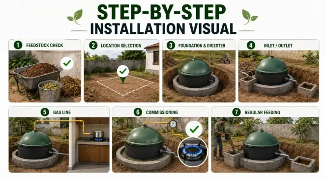 installation process of Biogas plant