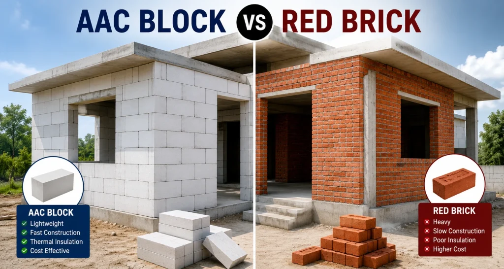 AAC Blocks VS Red brick
