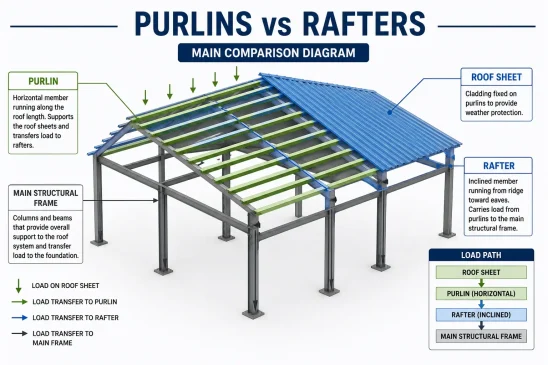 Purlin vs Rafter Diagram