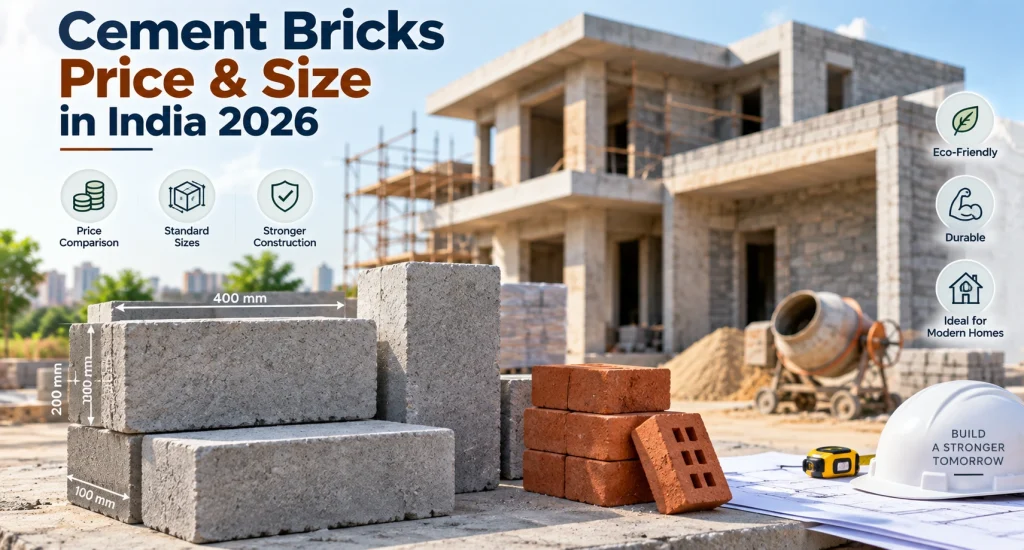 Cement Bricks Price & Size in India 2026: Are They Better Than Clay Bricks? Cement bricks Price