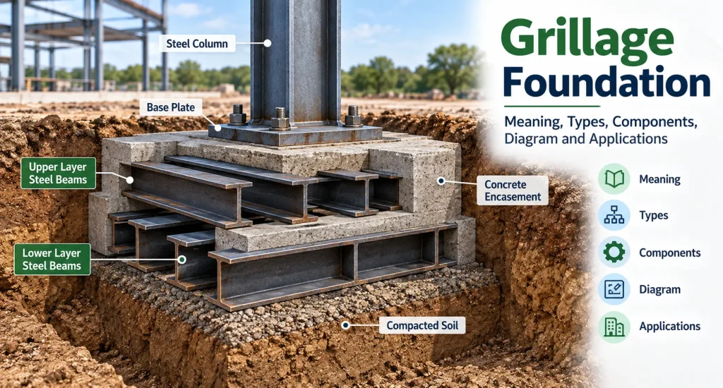 Grillage Foundation: Meaning, Types, Components, Diagram and Applications Grillage Foundation