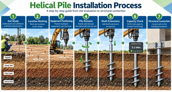 Helical Pile installation process