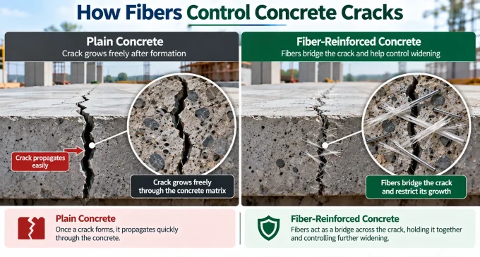 How fiber control Concrete cracks