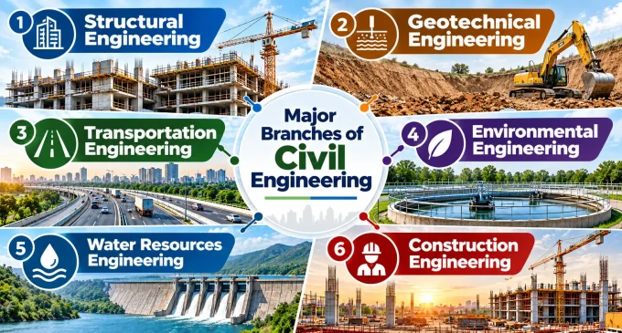 Major branches of civil Engineering