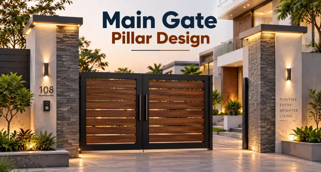 Main Gate Pillar Design: Modern & Vastu-Compliant Ideas for Indian Homes Main gate Pillar design