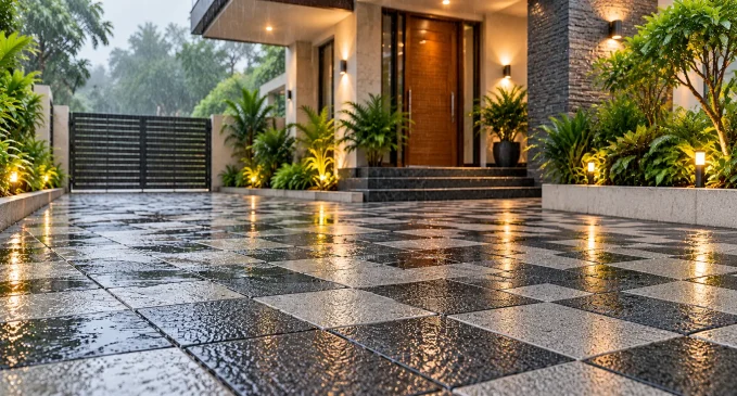 rainy modern parking tiles